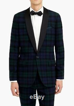 J. CREW Ludlow Tartan tuxedo shawl collar plaid slim fit 38S blazer suit jacket