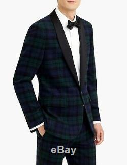 J. CREW Ludlow Tartan tuxedo shawl collar plaid slim fit 40S blazer suit jacket