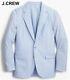 J. CREW Ludlow seersucker blazer blue white stripe suit jacket slim-fit 34S 34 S