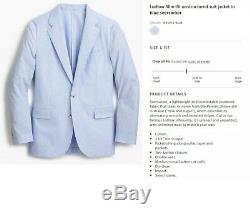 J. CREW Ludlow seersucker blazer blue white stripe suit jacket slim-fit 34S 34 S