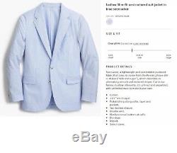 J. CREW Ludlow seersucker blazer blue white stripe suit jacket slim-fit 38S 38 S