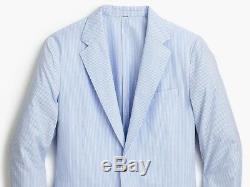 J. CREW Ludlow seersucker blazer blue white stripe suit jacket slim-fit 40S 40 S
