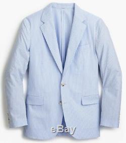 J. CREW Ludlow seersucker blazer blue white stripe suit jacket slim-fit 42R 42 R