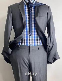 J Crew Ludlow Slim Fit Wool Gray Suit 40 R Flat Fronted 34 X 30
