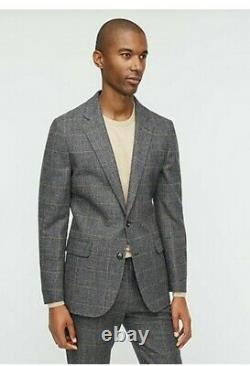 JCREW Men's Grey/Gold Windowpane Ludlow Slim Fit Unstructured Suit Separates 44R