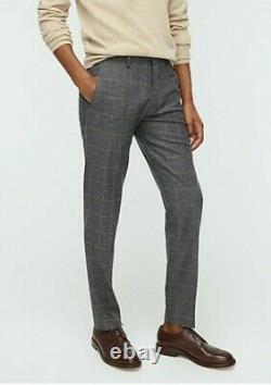 JCREW Men's Grey/Gold Windowpane Ludlow Slim Fit Unstructured Suit Separates 44R