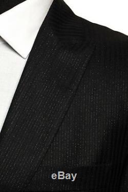 JOHN RICHMOND Fine Wool Black Striped Suit 40 US 50 EU Slim Fit Made In Italy