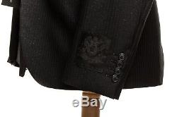 JOHN RICHMOND Fine Wool Black Striped Suit 40 US 50 EU Slim Fit Made In Italy