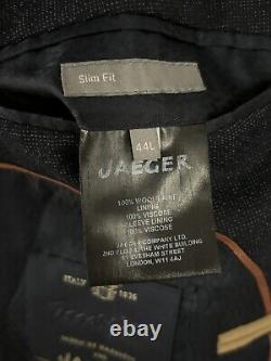 Jaeger Mens Suit Italian Marzotto Wool Slim Fit Navy 42 44 Jacket W36 L34 Tall