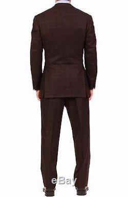KITON Napoli Brown Windowpane Cashmere Suit EU 51 NEW US 40 Slim Fit
