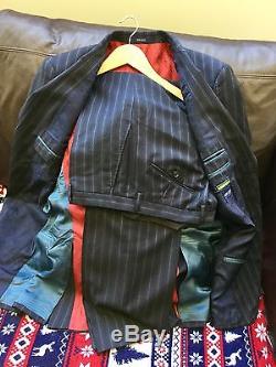 Kenzo Home Blue stripe Slim fit 100% Wool Men's Suit EU 52 RRP £570
