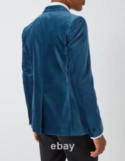 Kin Velvet Jacket Blazer Size 42R Slim Fit Dinner Suit Tuxedo Smart Mid Blue