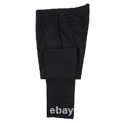 Kiton Slim-Fit Solid Black Mid-Weight Cotton Suit with Flat-Front Pants 46R