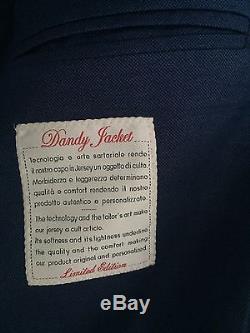 LBM 1911 Lubiam Men's Dandy Ltd Edition Mid Blue Slim Fit Cotton Suit Eu 52 New