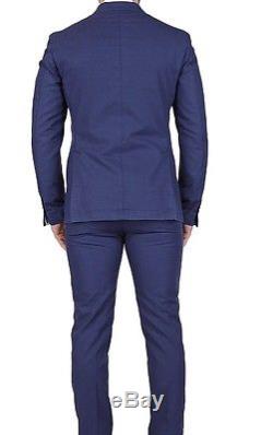 LBM 1911 Lubiam Men's Dandy Ltd Edition Mid Blue Slim Fit Cotton Suit Eu 56 New