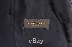 LOUIS VUITTON Uniformes Solid Black Slim Fit 2-Btn Wool Peak Lapel Suit 42R