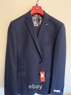 Lambretta 3 pice suit BNWT 44/38R blue Micro check slim fit