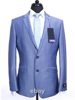 Light Blue Sharkskin Suit Tailored Fit Mohair Scott By The Label 38S W32 L29