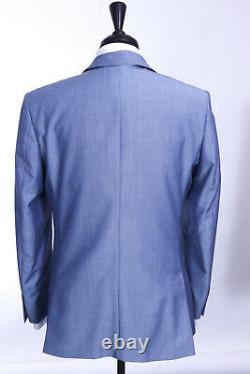 Light Blue Sharkskin Suit Tailored Fit Mohair Scott By The Label 38S W32 L29