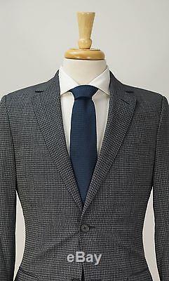 LkNew $1895 Z ZEGNA'Drop 8' Blue Houndstooth Check Dual Vent Suit 36 R Slim Fit