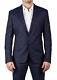 Luciano Barbera Club Men's Slim Fit Two Button Wool Silk Suit Navy Blue