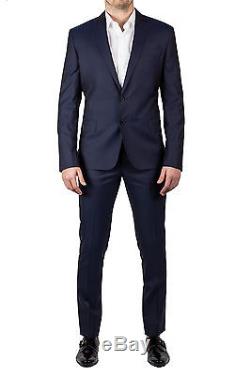 Luciano Barbera Men's Slim Fit Two Button Wool Silk Suit Navy Blue