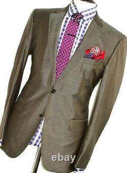 Luxury Gorgeous Mens Hugo Boss Italian Taupe 2 Piece Slim Fit Suit 40r W34 X L32