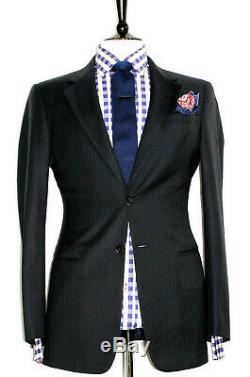 Luxury Mens Armani Bespoke Custom -made Navy Stripey Slim Fit Suit 38r W32 X L33