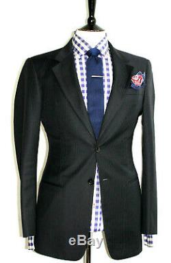 Luxury Mens Armani Bespoke Custom -made Navy Stripey Slim Fit Suit 38r W32 X L33