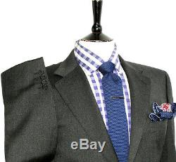 Luxury Mens Canali Plain Charcoal Grey Slim Fit Suit 42r W36 X L32