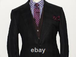 Luxury Mens Clement, & Church Black Box Check Slim Fit Suit 42s W36 X L28