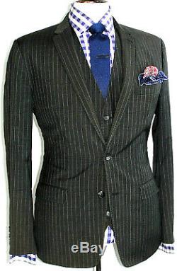 Luxury Mens D&g Dolce & Gabbana Chalkstripe Slim Fit 3 Piece Suit 40s W34 X L30
