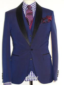 Luxury Mens D&g Dolce Gabbana Navy Tuxedo Dinner 3 Piece Slim Fit Suit 38r W32