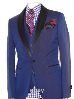 Luxury Mens D&g Dolce Gabbana Navy Tuxedo Dinner 3 Piece Slim Fit Suit 38r W32