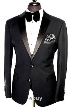 Luxury Mens Gieves & Hawkes Savile Row Black 3 Piece Slim Fit Suit 44r W38