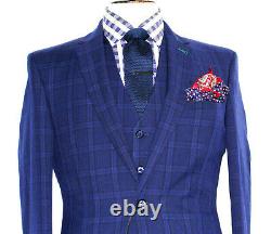 Luxury Mens Gieves & Hawkes Savile Row Navy 3 Piece Slim Fit Suit 44r W38 X L31