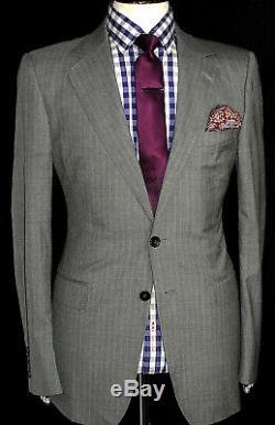 Luxury Mens Gucci Italian Light Grey Stripey Slim Fit Suit 40r W34 X L33