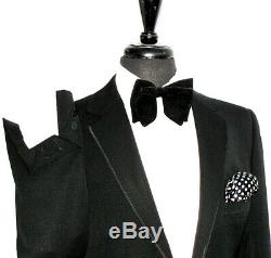 Luxury Mens Gucci Italian Made Tuxedo Dinner Black Slim Fit Suit 42r W36 X L32