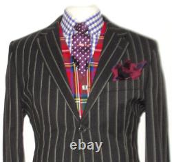 Luxury Mens Holland Esqire Black Chalkstripe Slim Fit Suit 40l W34 X L33