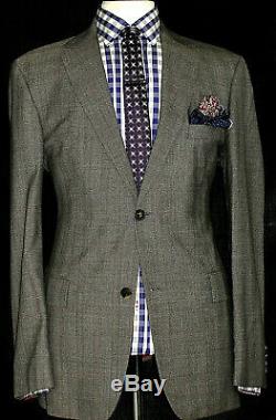 Luxury Mens Hugo Boss Grey Brown Prince Of Wales Check Slim Fit Suit 42r W36 L32