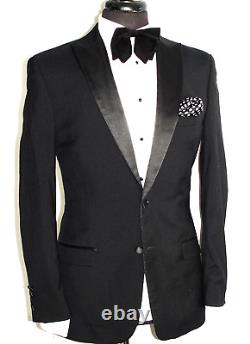 Luxury Mens Hugo Boss Italain Black Tuxedo Dinner Slim Fit Suit 38r W32 X L31