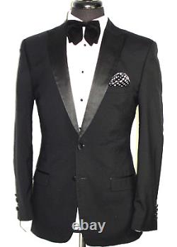 Luxury Mens Hugo Boss Italain Black Tuxedo Dinner Slim Fit Suit 38r W32 X L31