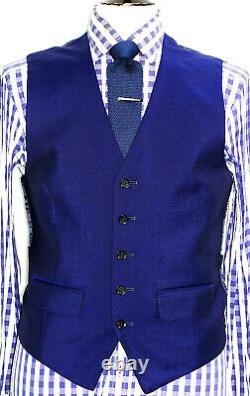 Luxury Mens Jaeger London Royal Blue 3 Piece Slim Fit Suit 40r W34 X L32