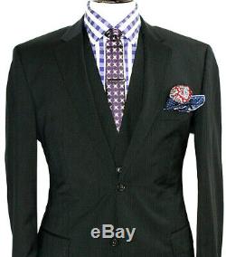Luxury Mens Luxury Hugo Boss Stripey Black 3 Piece Slim Fit Suit 42r W36 X L32
