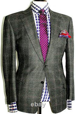 Luxury Mens Pal Zileri Italian Tailor-made Box Check Fit Suit 42r W36 X L32