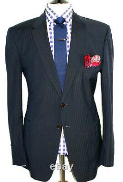 Luxury Mens Paul Smith London Navy Chalkstripe Slim Fit Suit 46r W38 X L33