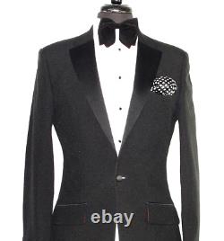 Luxury Mens Paul Smith Plain Black Tuxedo Dinner Slim Fit Suit 36l W30
