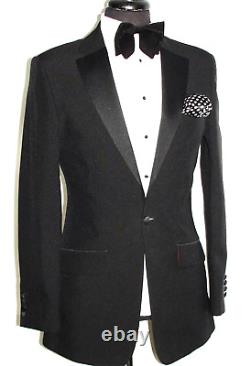 Luxury Mens Paul Smith Plain Black Tuxedo Dinner Slim Fit Suit 36l W30