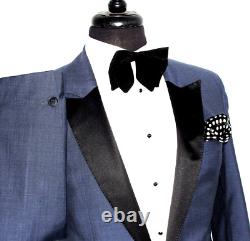 Luxury Mens Paul Smith Plain Navy Blue Tuxedo Dinner Slim Fit Suit 38r W32