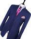 Luxury Mens Reiss London Royal Blue Slim Fit 3 Piece Fitted Suit 46r W40 X L32